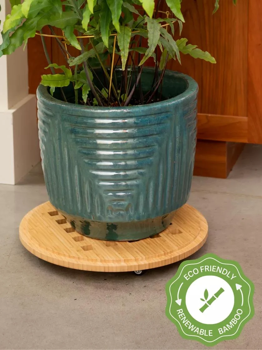 Bamboo Plant Caddy Round, 15.75" 3 Bamboo Plant Caddy Round, 15.75"