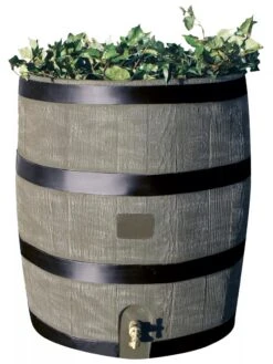 Round Rain Barrel With Planter, 35 Gallons -Flowers Plants Shop 8612856BK 08V tif